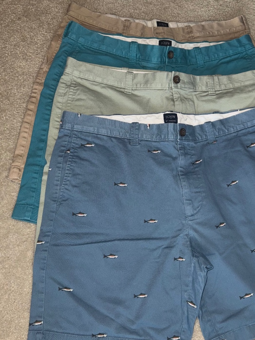 Men’s J Crew Shorts size 38 - 9inch inseam - 4 pairs.